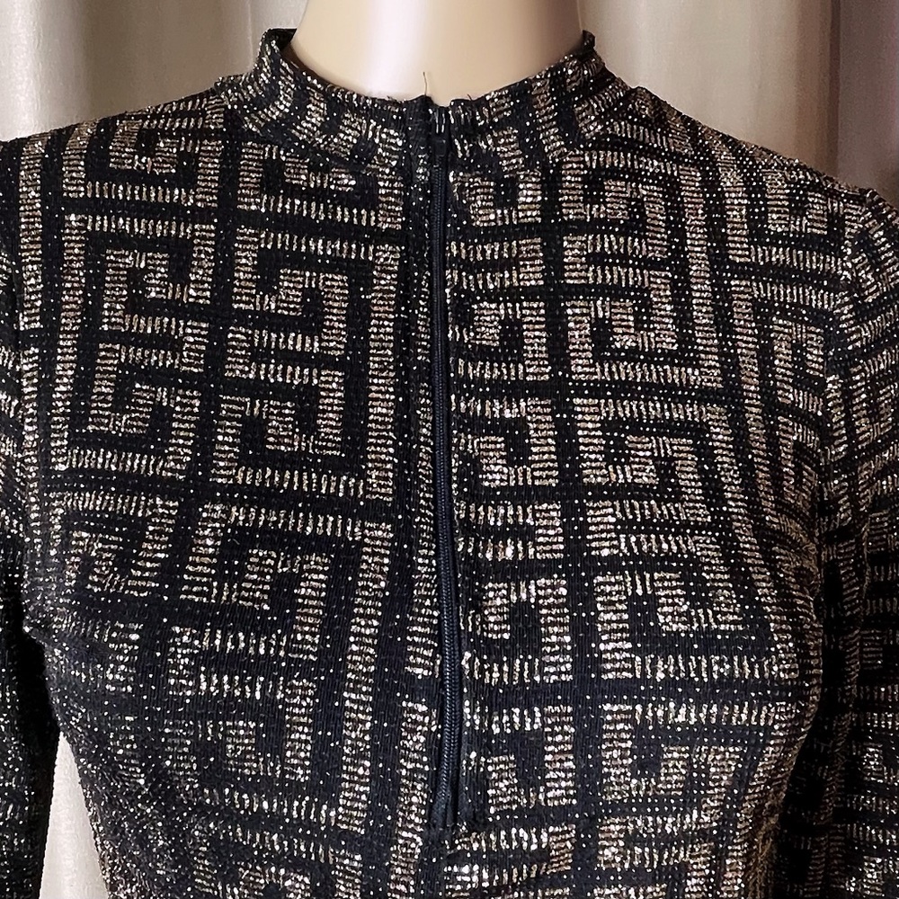 Black & Gold Midi Dress - Picture 6 of 7